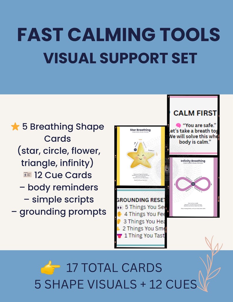 Calm Down Starter Cards | Breathing Shapes + Cue Cards | Autism & ADHD ...