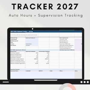 BCBA Fieldwork Tracker 2027 (BACB Compliant) | Supervision Hours Spreadsheet for BCBA Students