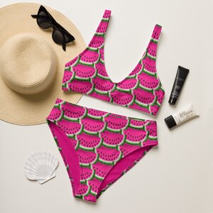 Watermelon high-waisted bikini for swim season for vacation time