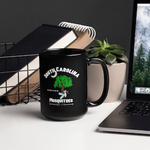 Funny South Carolina Mug with  Serving Mosquitoes since 1776 Design , Palmetto tree and Crescent Moon