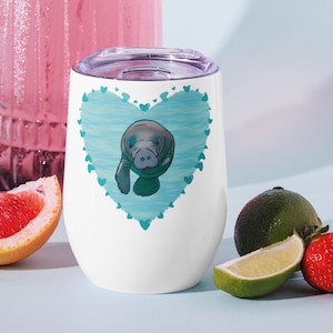Manatee Hearts Weinbecher für Geburtstagsgeschenk für SeaCow Lover für sie
