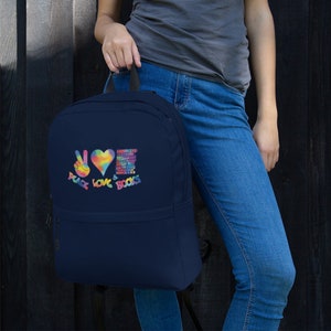 Peace love books Backpack for back to school