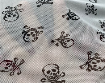Skulls and Bones Printed on Poly Mesh Fabric royal Blue 4 - Etsy