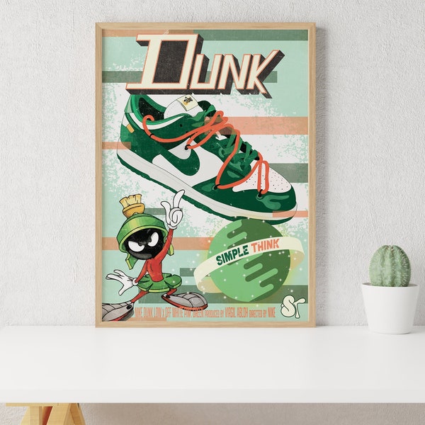 Poster Sneakers Nike Dunk Low Off-White Pine Green | download digital | digital download | Art print | Post | Drawing