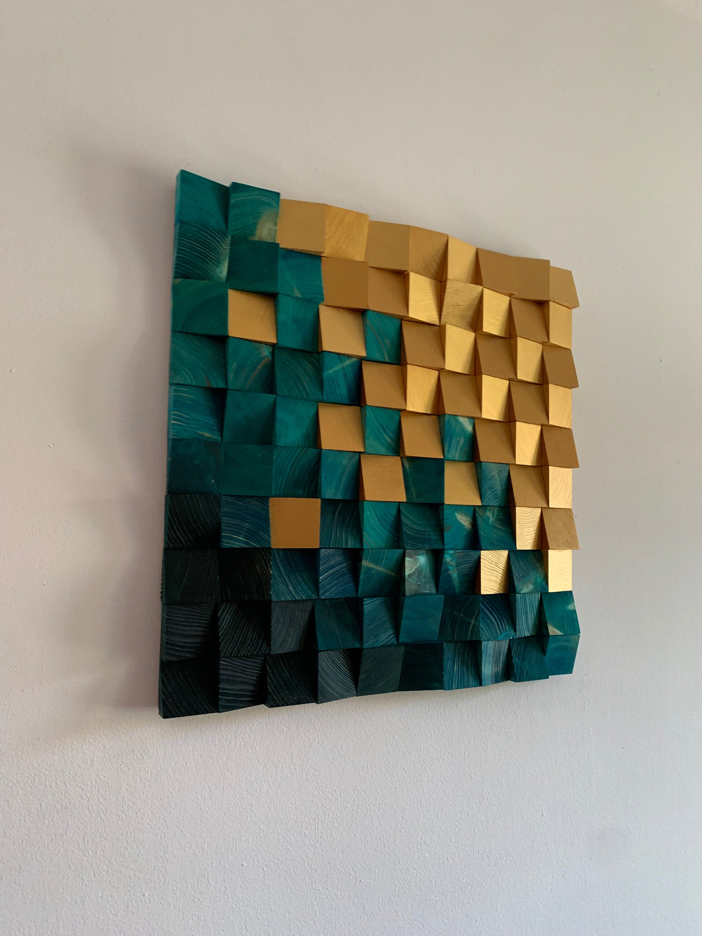 Reclaimed Wood Wall Art: 3D Mosaic Sound Diffuser, Living Room Decor - Etsy