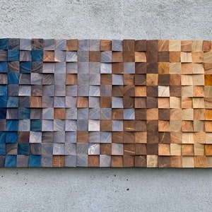 Reclamed Wood Wall Art- REESSA  - Wood Sound Diffusor - Modern Wood Wall Art -  Living room decor