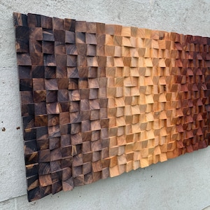 Reclamed Wood Wall Art  - Wood Sound Diffusor - Modern Wood Wall Art - Ombre - Living room decor