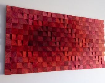 Reclaimed Wood Mosaic Wall Art: Ombre Sound Diffuser, 48x24 Inches