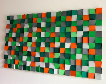 Reclaimed Wood Wall Art: Green Ombre Sound Diffuser