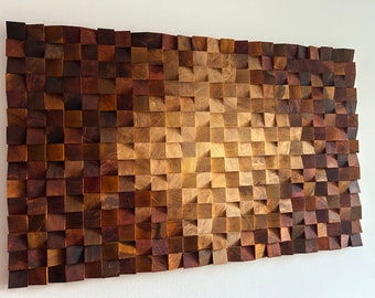 Reclaimed Wood Wall Art: Handmade Rustic Sound Diffuser, Modern Decor