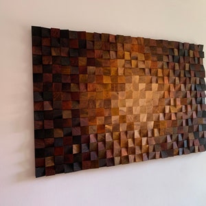 Reclaimed Wood Art Procak Wood Wall Art Wooden Sound Diffusor Rustic Wood Wall Art Ombre Art Living room decor image 9