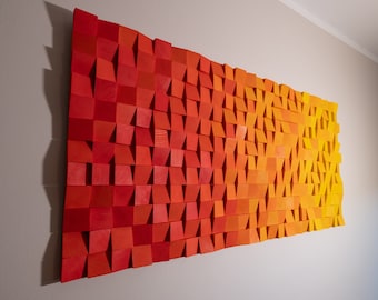 Ombre Wood Wall Art: Reclaimed Wood Sound Diffuser, 48x24 Inches