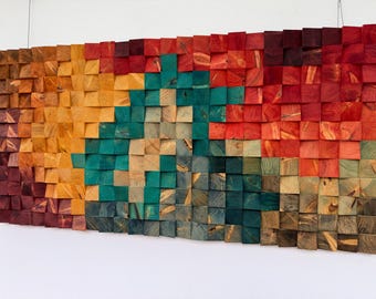 Reclaimed Wood Wall Art:Living Room Decor, large size wooden wall decoration