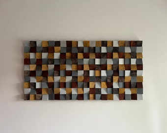 Wood Wall Art-Gray Drops -  Wooden Sound Diffusor  - Living room  Decor- Wood Sculpture - Acoustic panel