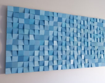 Reclaimed Wood Mosaic Wall Art: Ombre Sound Diffuser (48x24 Inches)
