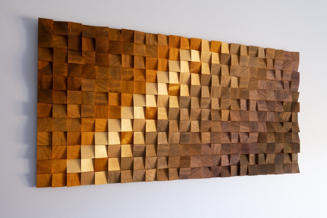 Reclaimed Wood Art golden Line Wooden Sound Diffusormodern Wood Wall