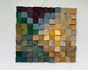 Reclaimed Wood Wall Art: Geometric -Wood  Sculpture - Living room decor