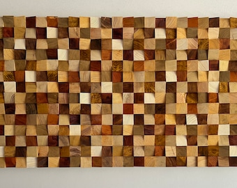 Large 3D Wood Wall Art, Modern Rustic Home Decor, Living Room Accent Piece