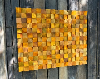 Wood Wall Art - Wooden Sound Diffuser - Living room Decor - Wood Sculpture- Acoustic panel
