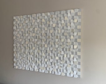 Arte de pared de madera recuperada "Blanco" Difusor de sonido de madera-Woodl Sculpt-3D Mosaic-Sound Panel