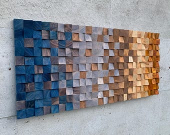 Geometric Wood wall art — Wooden wall decor modern rustic piece