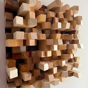 Acoustic Diffuser - Soundproofing & Studio Treatment - Natural Wood Home Audio Decor - Geometric Wall Art