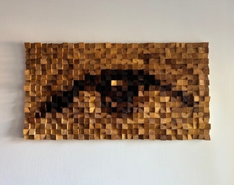 Wood Wall Art-  Look  - Wooden Sound Diffusor  - Living room  Decor- Wood Sculpture- Acoustic panel