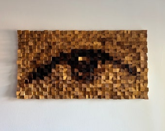 Wood Wall Art-  Look  - Wooden Sound Diffusor  - Living room  Decor- Wood Sculpture- Acoustic panel