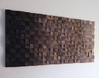 Reclaimed Wood Wall Art: Ombre Sound Diffuser, Rustic Modern Decor