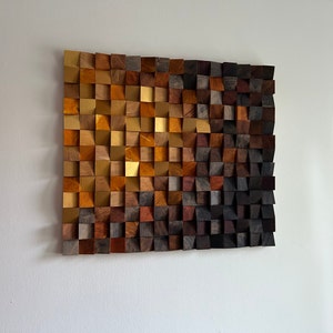Wood Wall Art- Golden Tears - Wooden Sound Diffusor  - Living room  Decor- Wood Sculpture - acoustic panel