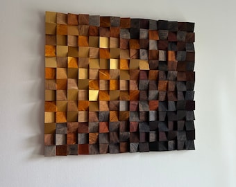 Golden Tears, Wood Wall Art, Living Room Decor, 3D