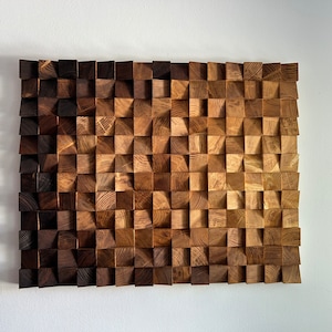Reclaimed Wood Art -Organic -Rustic Wood Wall Art -Wooden Sound Diffusor -Modern Wood Wall Art -Ombre Art  -Sound Panel