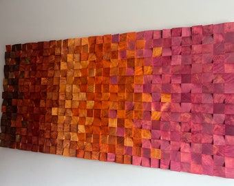 Wood Wall Art - Wooden Sound Diffuser - Living room Decor - Wood Sculpture- Acoustic panel