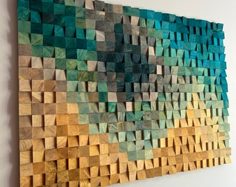 Wood Wall Art - Wooden Sound Diffuser - Living room Decor - Wood Sculpture- Acoustic panel