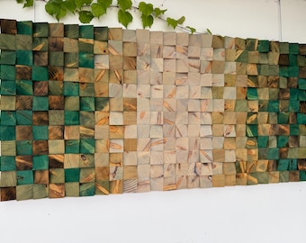 Reclaimed 3D Wood Wall Art, Mosaic Panel, Rustic Bedroom Decor