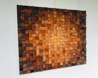 Reclaimed Wood Wall Art - Rustic Ombre - large size wooden wall decoration