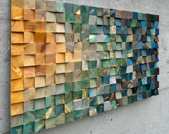 Wood Wall Art, Modern Sound Diffuser Sculpture, for living room decoration