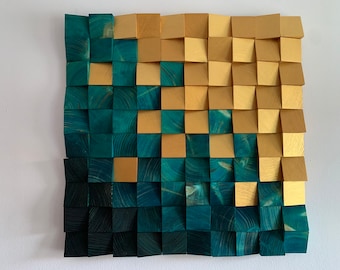 Reclaimed Wood Wall Art: 3D Mosaic Sound Diffuser, Living Room Decor