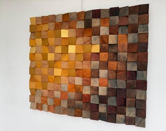 Reclaimed Wood Wall Art, Living Room Decor, 3D