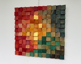 Reclaimed Wood Wall Art - Golden shine  - Sculpture- 3D