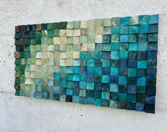 Reclaimed Wood art, Wooden wall decoration modern rustic element, for living room