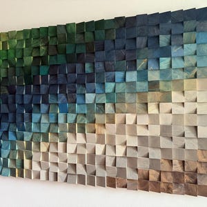 Reclaimed Wood Wall Art Wood wall decor large, wooden wall decor modern rustic piece, wood wall mosaic for living room decor, wood wall art