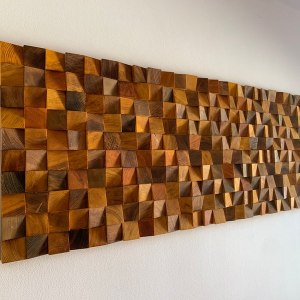 Reclaimed Wood Wall Art- Wooden Sound Diffusor-Modern Wood Wall Art-Rustic-Ombre Art  -Sound Panel-Living room decor