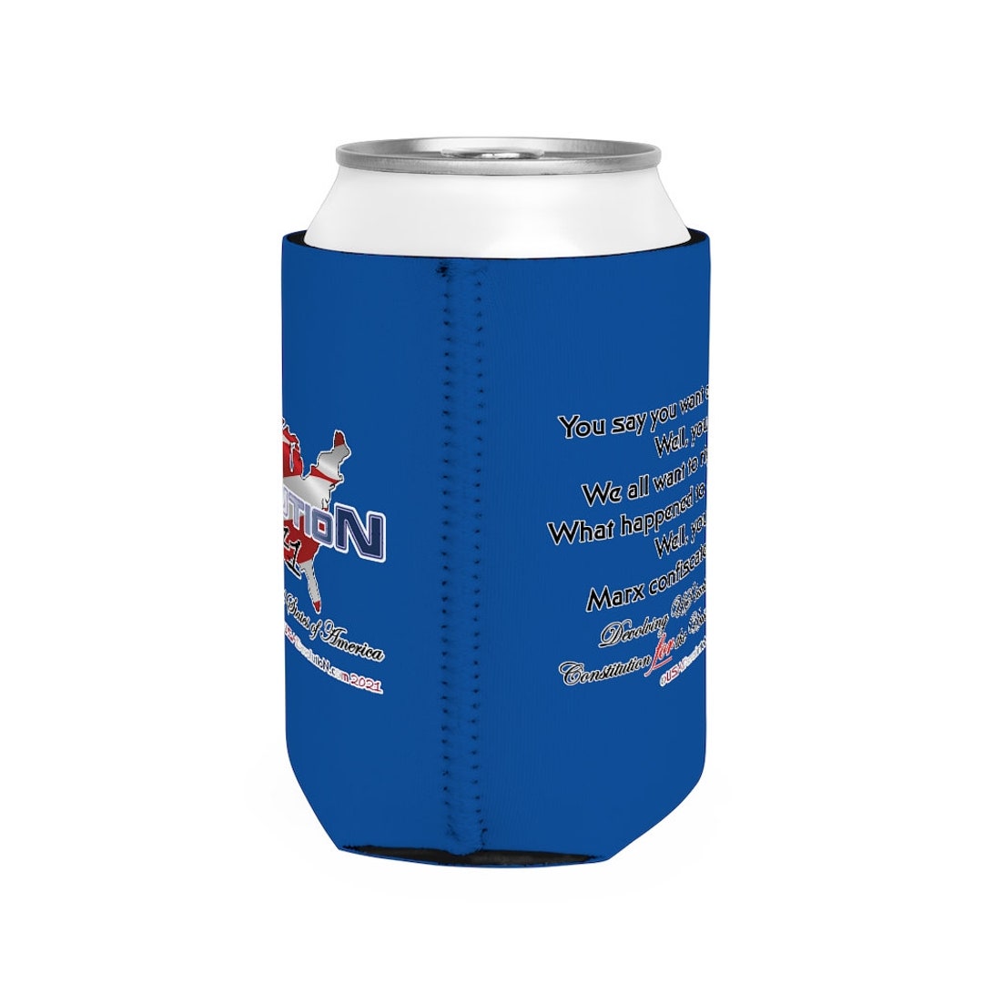 Devolution, USA Map, USA Flag Blue can Cooler Sleeve - Etsy