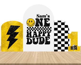 One Happy Dude Backdrop Props, 1st Birthday Themed Props, Boys Birthday Party Decor, Yellow Dude Party Props, Custom Backdrop, Custom Props