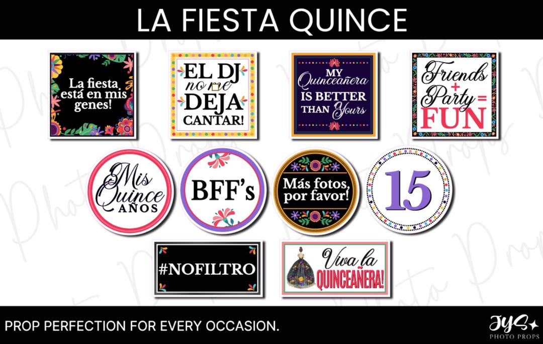 La Fiesta Quince Photo Booth Prop Set, Custom Photo Booth Props, 360 ...