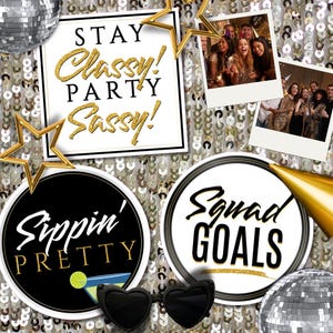 Ready to Party Photo Booth Prop Set, Custom Party Booth Props, 360 Photo Booth Props, Photo Booth Signs