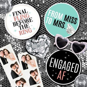 Engagement Photo Booth Prop Set, Custom Bachelorette Photo Booth Props, Marriage Props, Bridal Photo Booth Props, Photo Booth Props Wedding