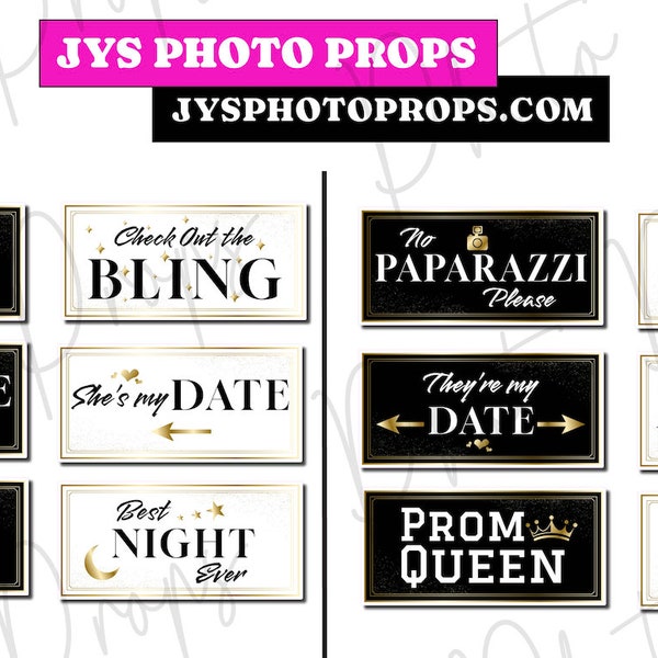 Glam Prom Set 2, Custom Photo Booth Props, 360 Photo Booth Props, Props for Senior Prom, Party Backdrop Decor