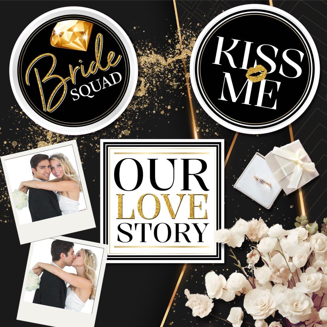 Classy Wedding Photo Booth Prop Set, Custom Photo Booth Props, 360